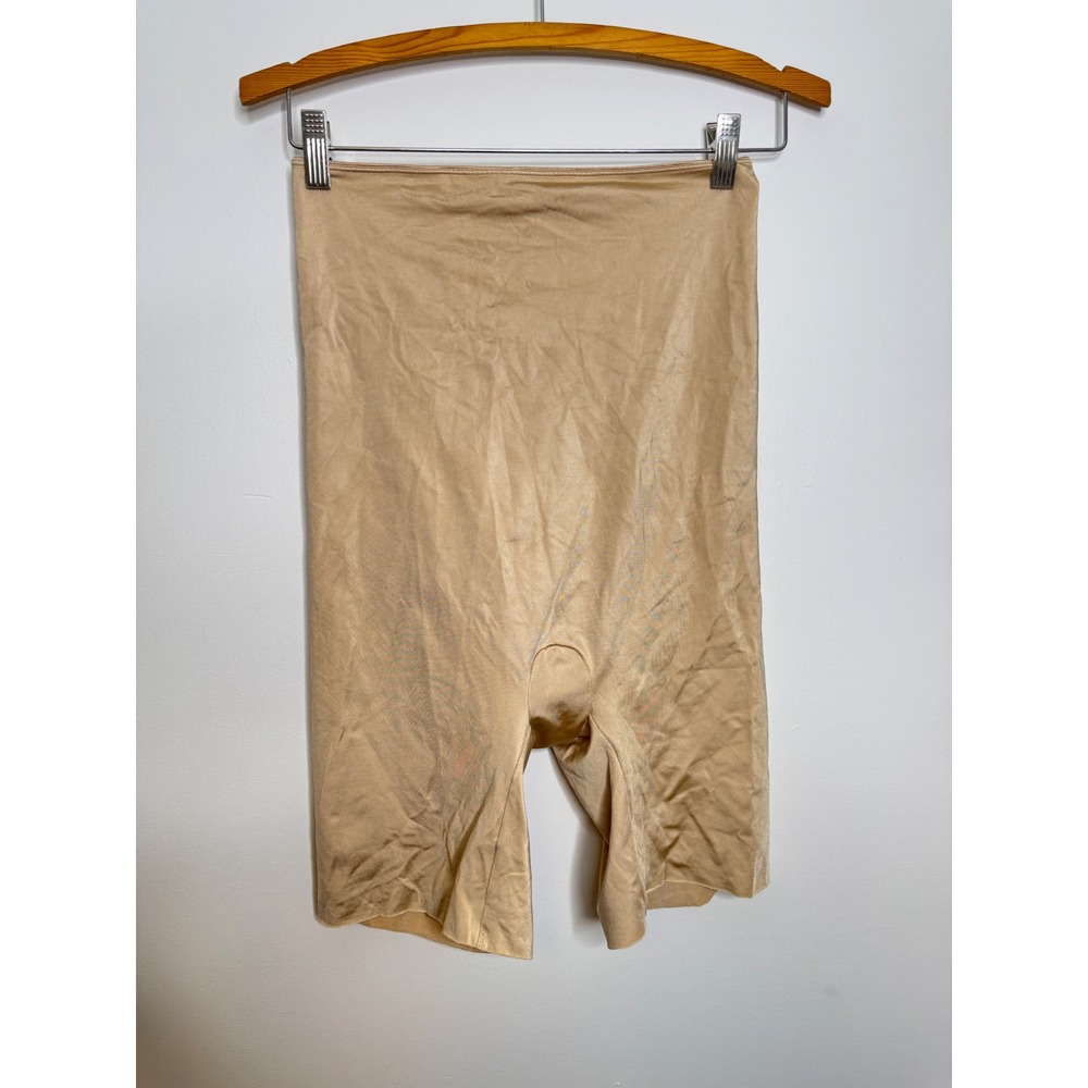 Spanx Shapewear Shorts Womens XL Beige Excellent High Waisted Mid Thigh Smooth